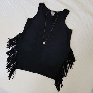 ⭐Mossimo Black Suede Fringed Tank Top